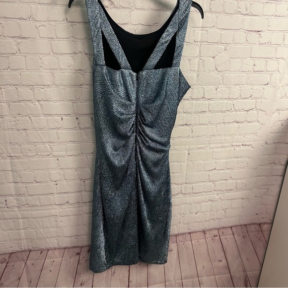 Alex Evenings NEW blue metallic jewel embellished midi gown size 16 Plus gems - Picture 8 of 11